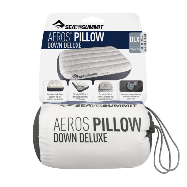 Polštář SEATOSUMMIT Aeros Down Pillow Deluxe 59x38x12 cm šedá - Image 6