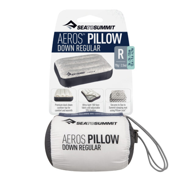 Polštář SEATOSUMMIT Aeros Down Pillow Regular 34x24x12 cm šedá - Image 5